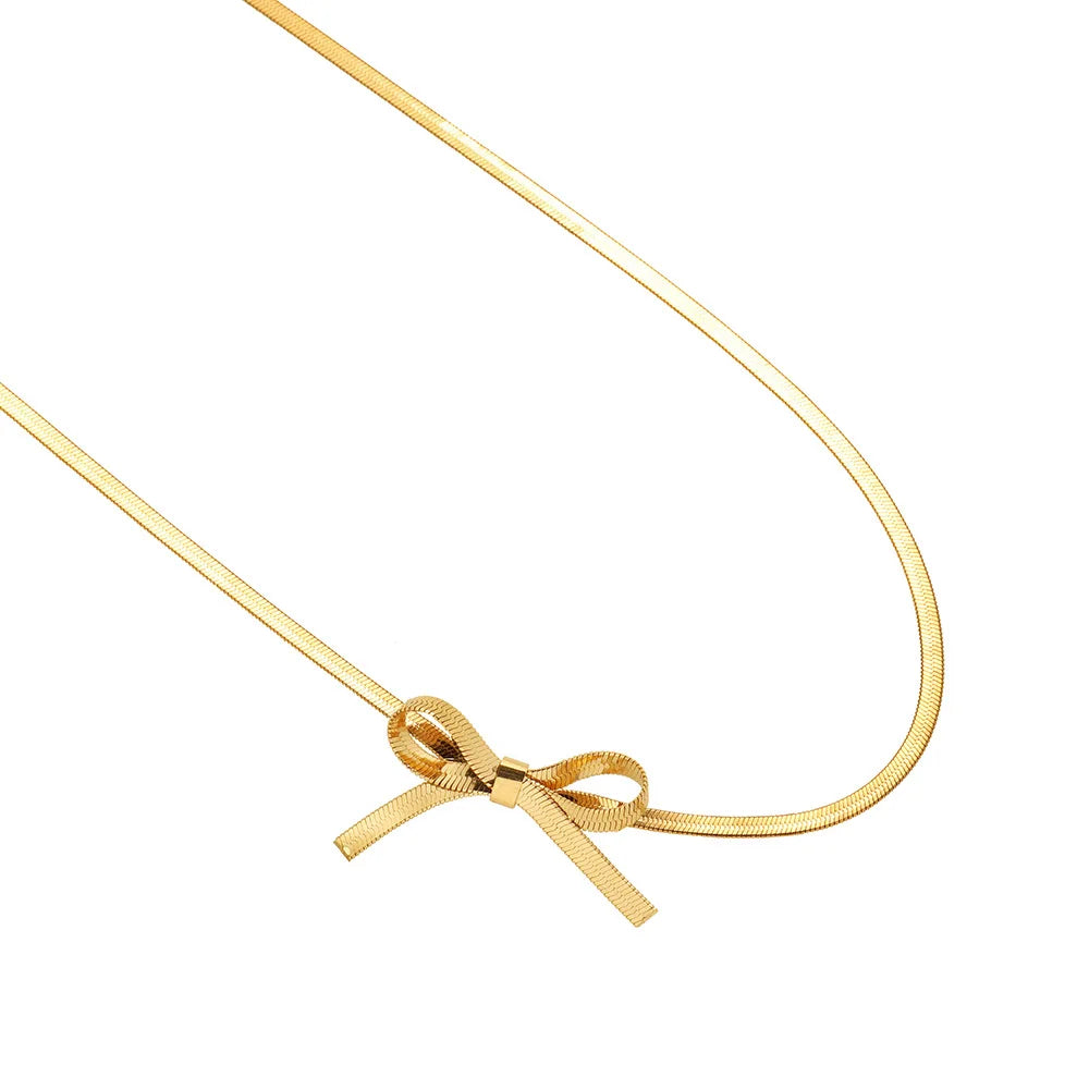 316L Stainless Steel Bow Collarbone Chain Necklace