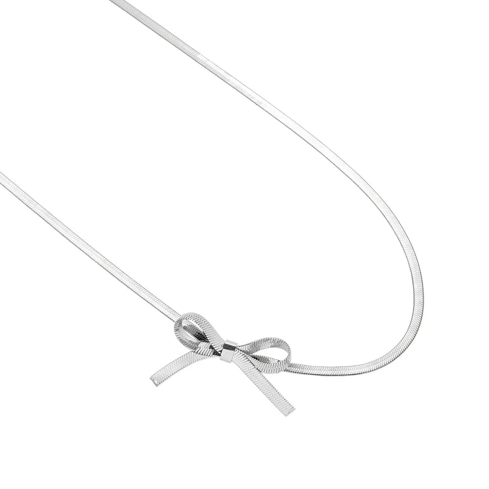 316L Stainless Steel Bow Collarbone Chain Necklace