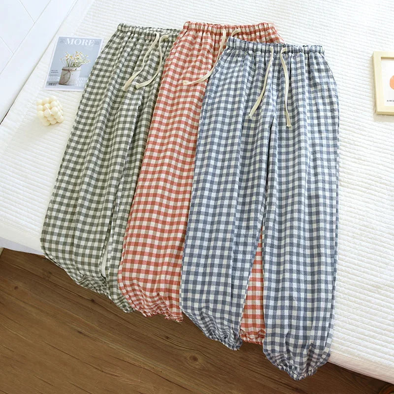 Plaid Cotton Home Pants