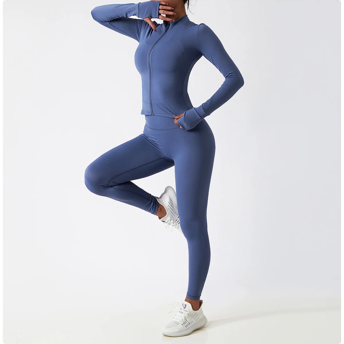 Zip Fitness Yoga Gym Top Long Sleeve Sports Jacket