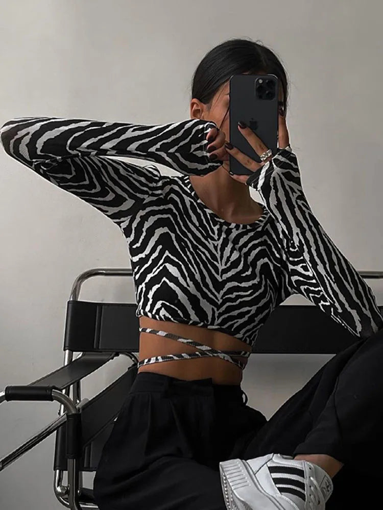 Sexy Backless Lace ups Pullover Top