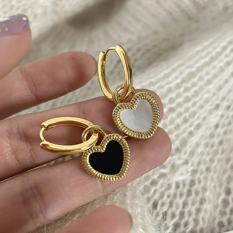 Stainless Steel Retro Double-sided Heart Earrings