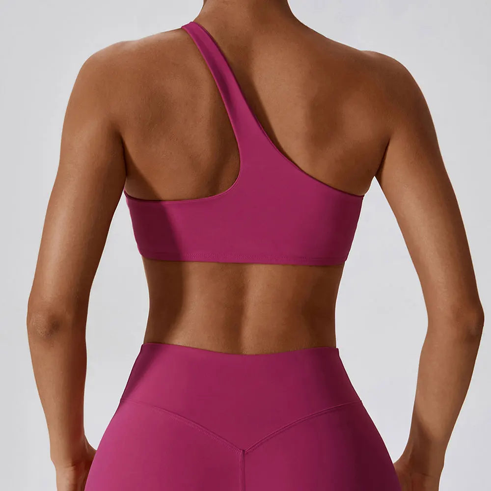 One Shoulder Sports Push Up Bra