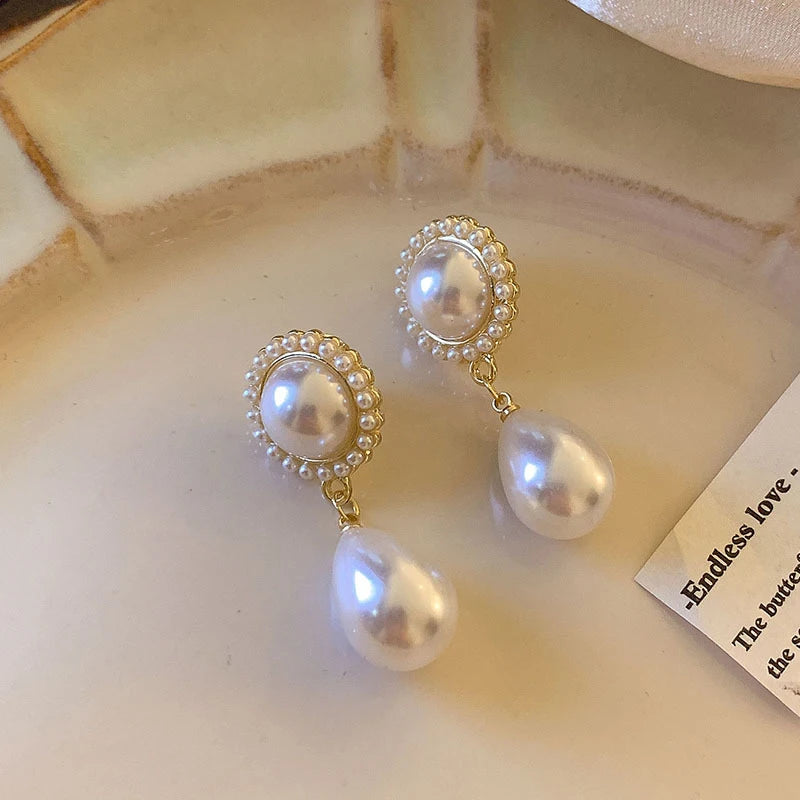 French Vintage Pearl Clip on Earrings Without Ear Holes