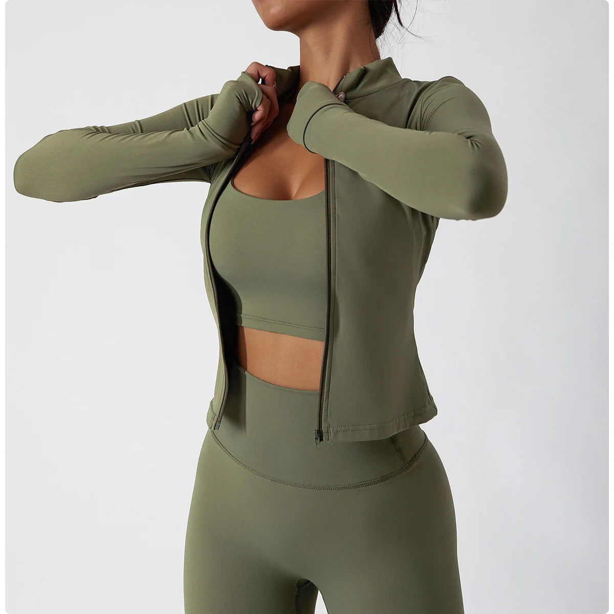 Zip Fitness Yoga Gym Top Long Sleeve Sports Jacket
