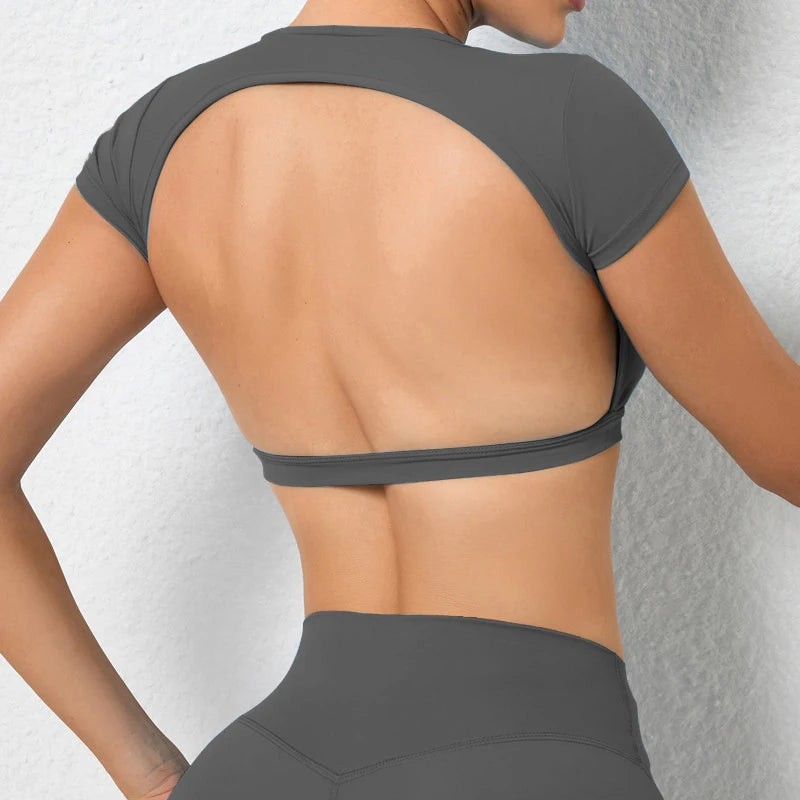 Sports Shirts Breathable Backless Workout Tops