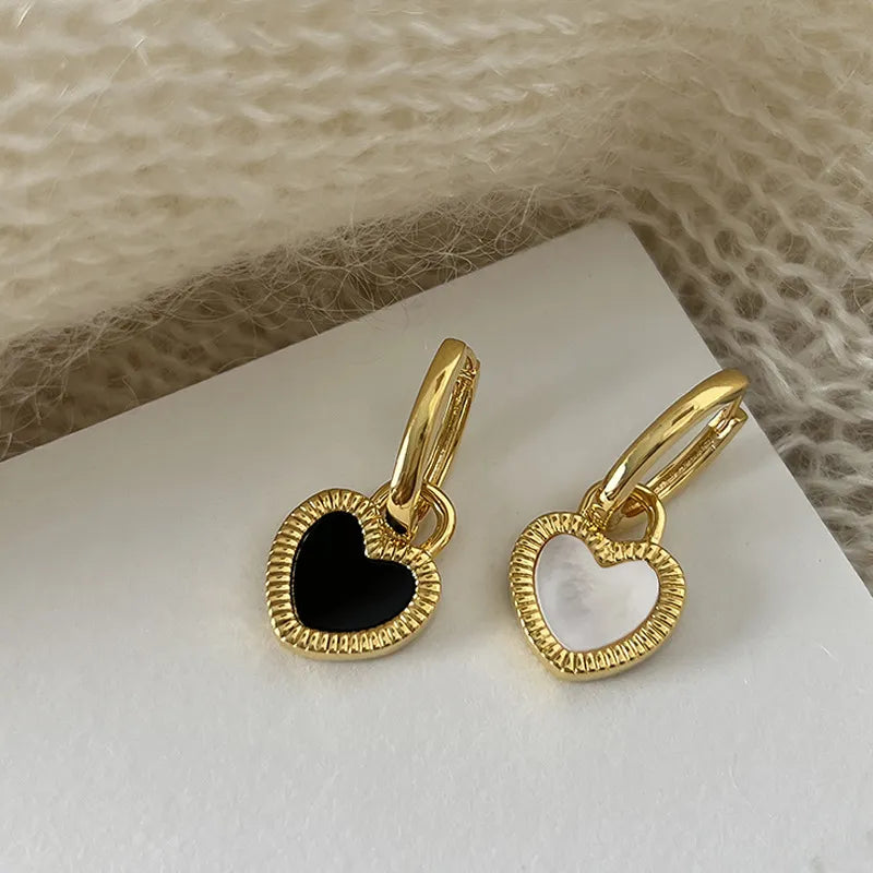 Stainless Steel Retro Double-sided Heart Earrings