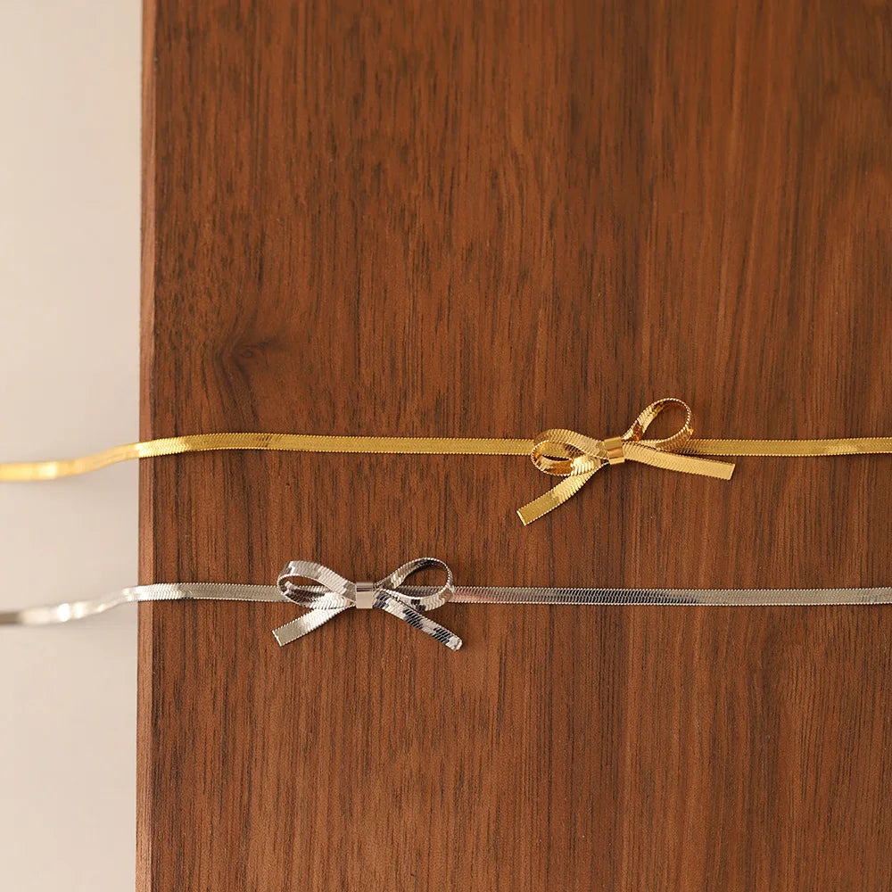 316L Stainless Steel Bow Collarbone Chain Necklace