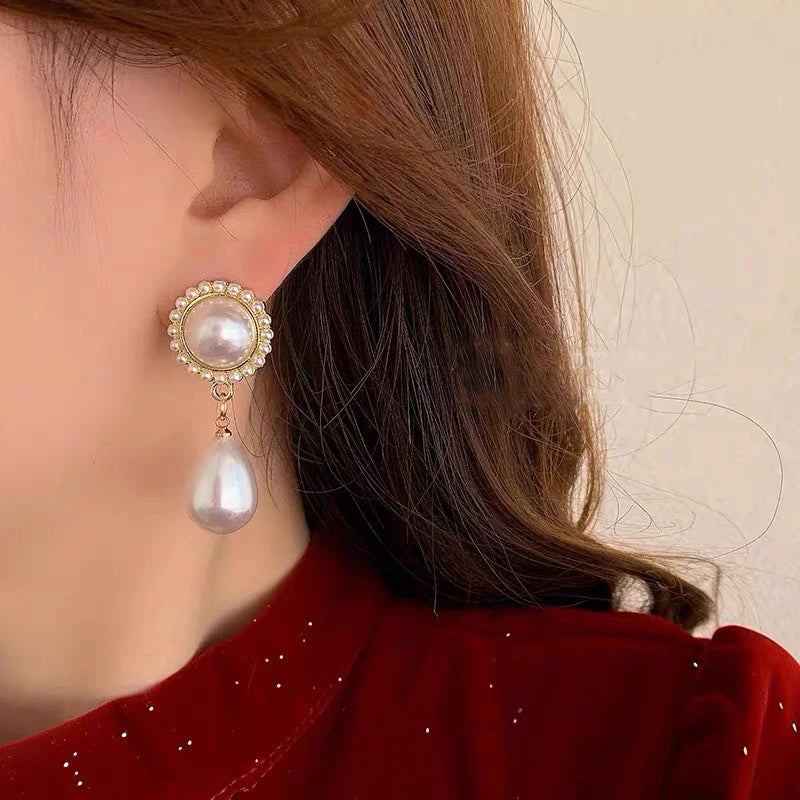 French Vintage Pearl Clip on Earrings Without Ear Holes