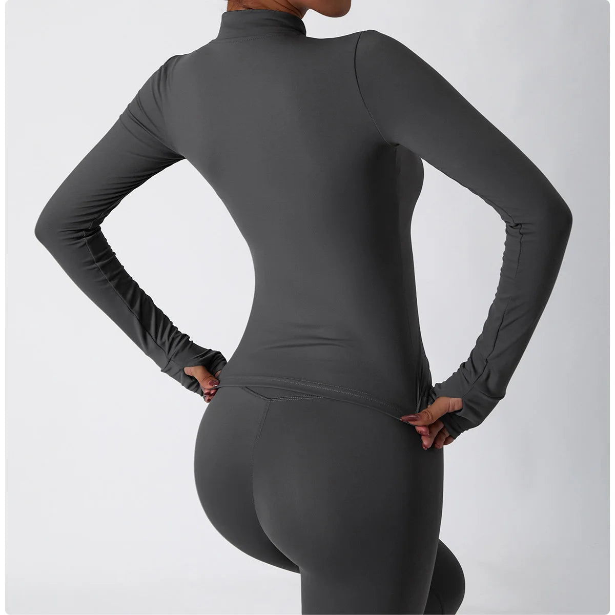 Zip Fitness Yoga Gym Top Long Sleeve Sports Jacket