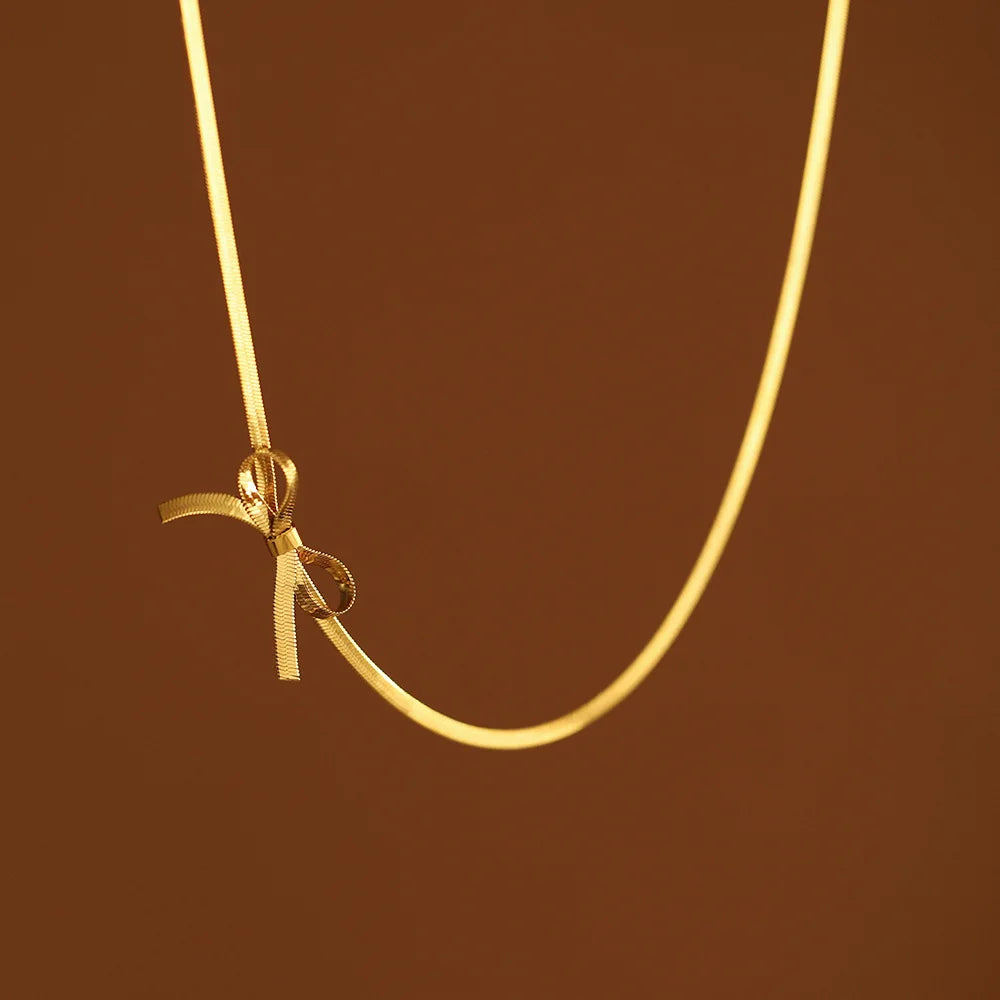 316L Stainless Steel Bow Collarbone Chain Necklace