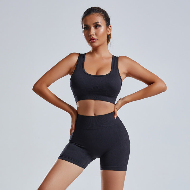 Two Piece Yoga Vest And Shorts Sportswear Tracksuit
