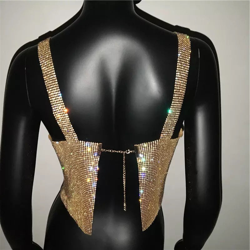 Rhinestones Party Crop Top Diamond Sequins Appearance