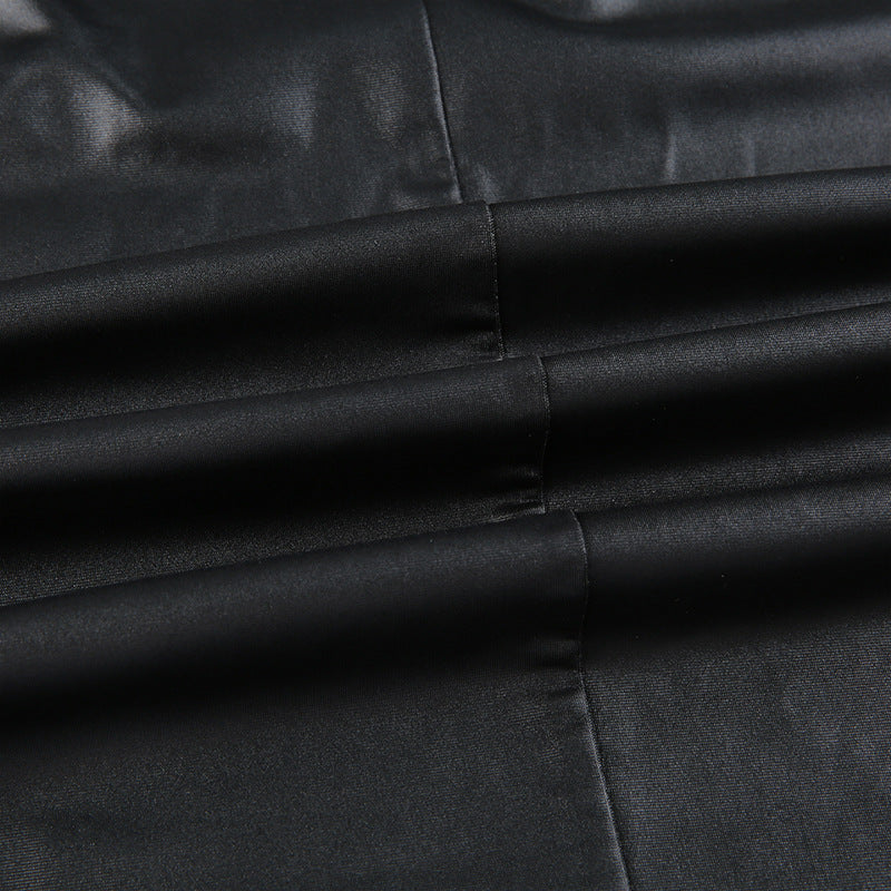 Lace-up Split Sling Contouring Leather Dress