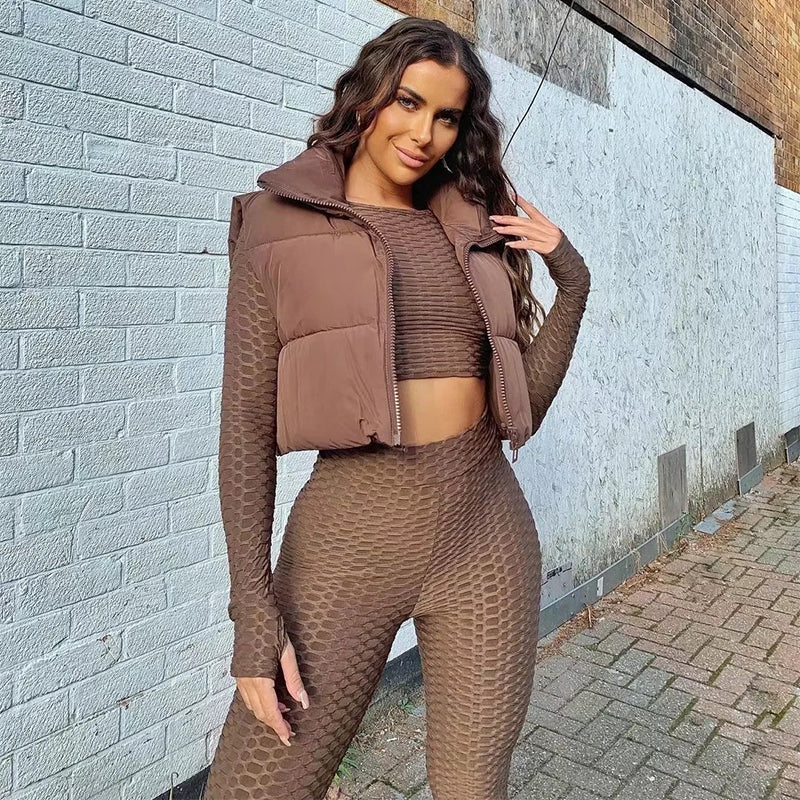 Short Zip Puffer Vest Sleeveless