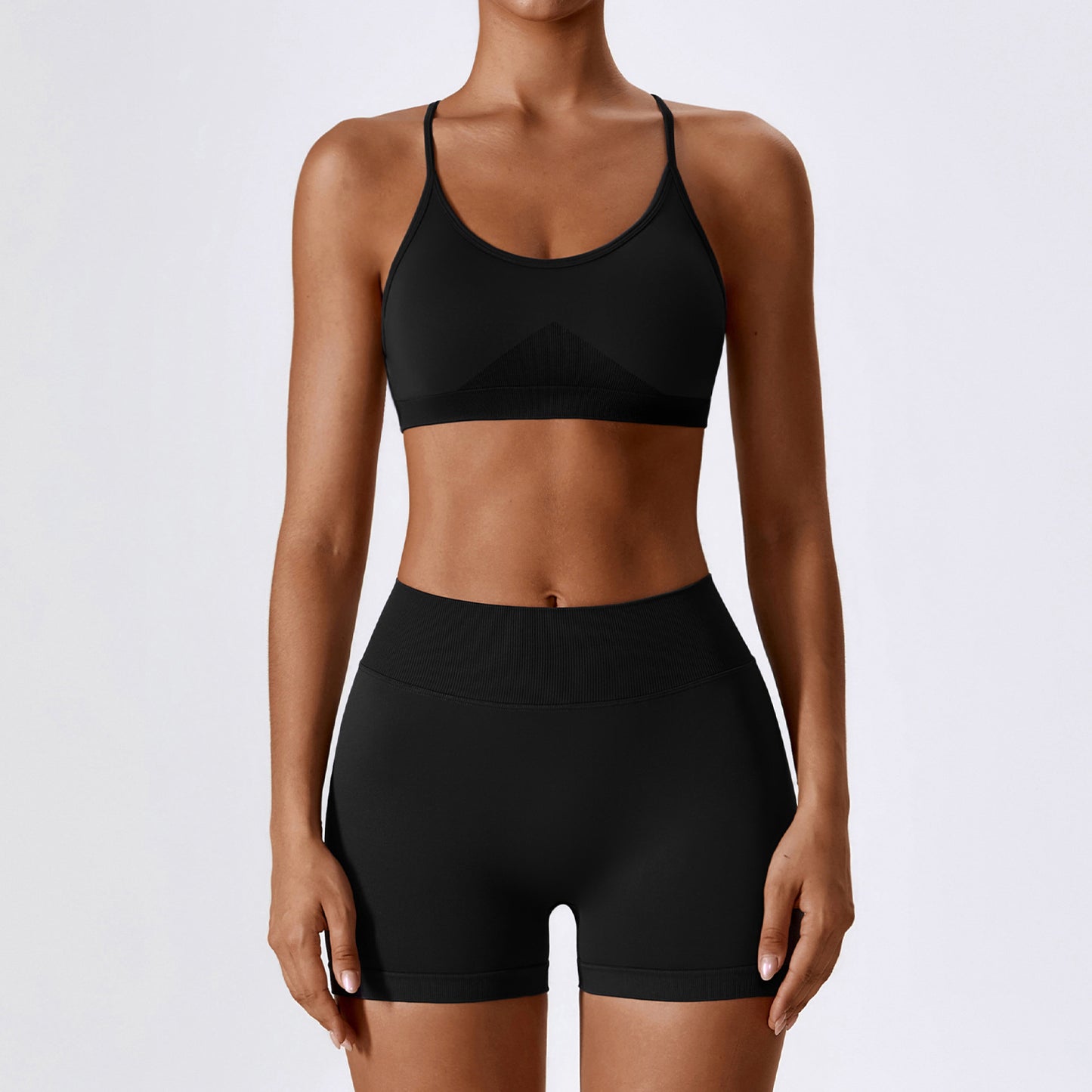 2 Pieces Seamless Beauty Back Quick-dry Fitness Suit
