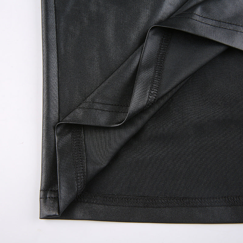Lace-up Split Sling Contouring Leather Dress