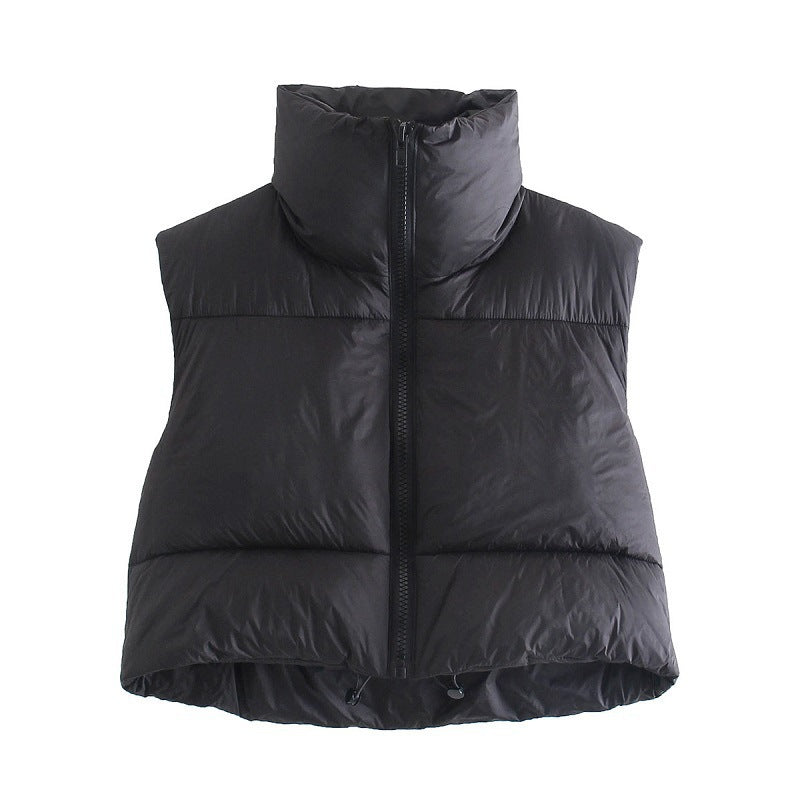 Short Zip Puffer Vest Sleeveless