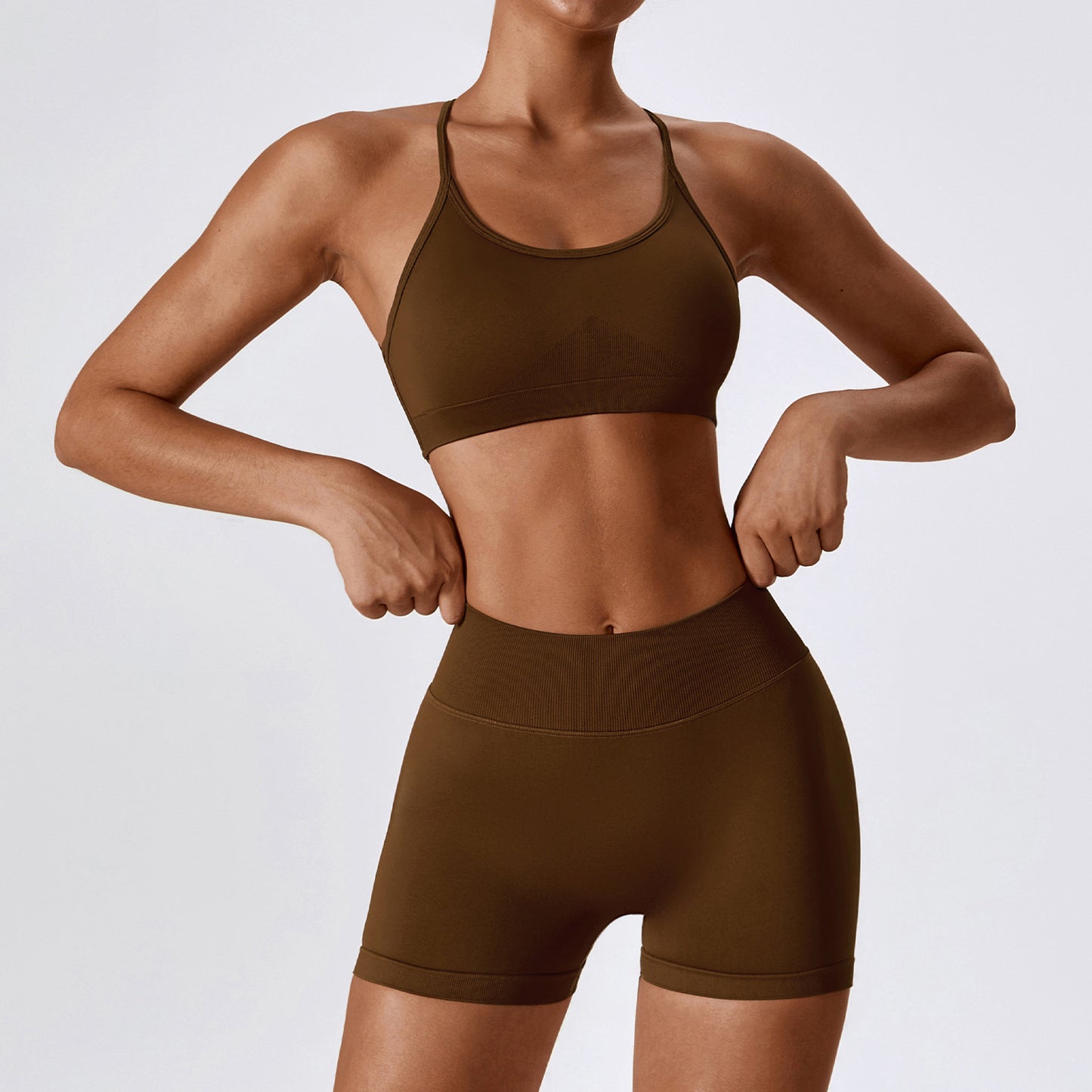 2 Pieces Seamless Beauty Back Quick-dry Fitness Suit