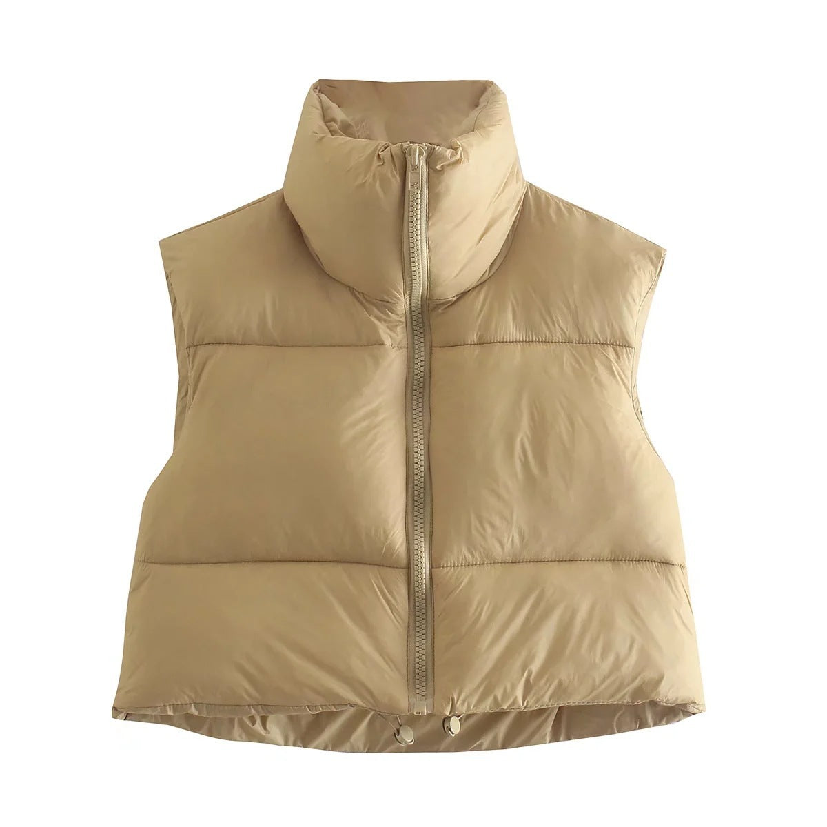 Short Zip Puffer Vest Sleeveless