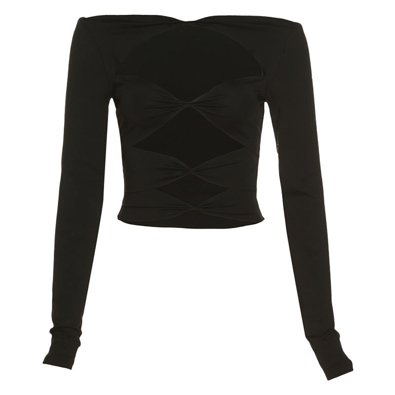 Fashion Long Sleeve Off Shoulder Slim Fit Top