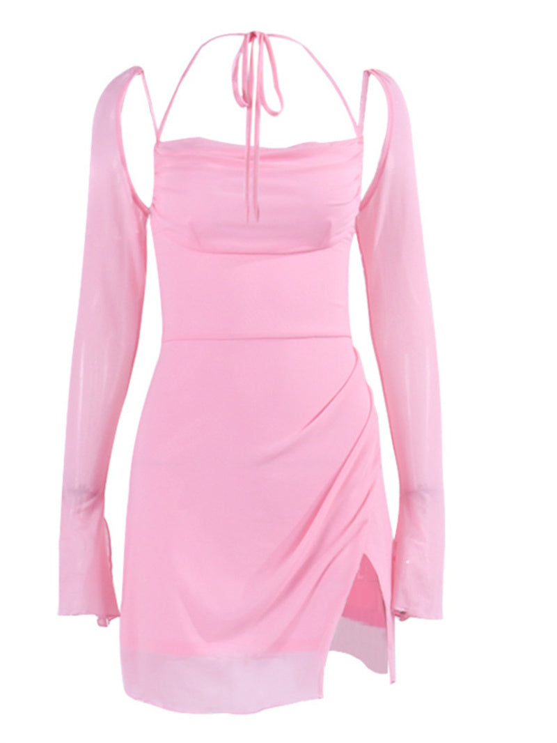 Backless Hanging Neck Halter Dress