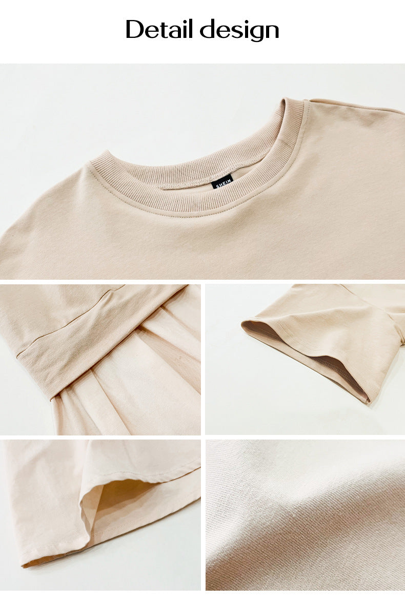 Elegant Short Sleeve Stitched Dress