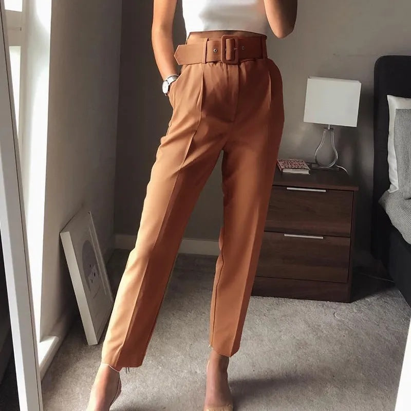 Elegant Slim-fitting Ankle-tied Pants