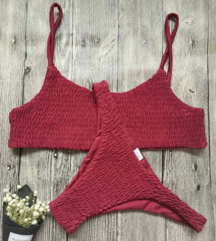 Pleated Triangle Swimsuit Bikini