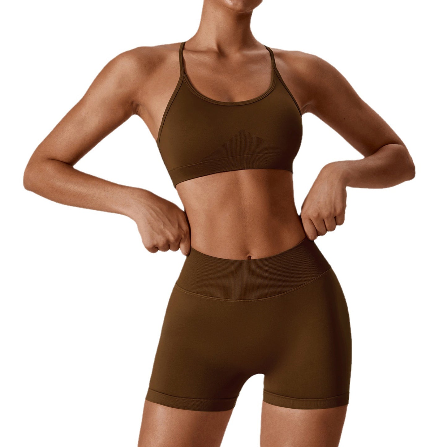 2 Pieces Seamless Beauty Back Quick-dry Fitness Suit