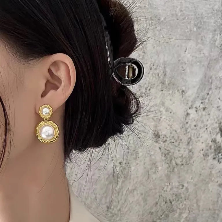French Vintage Pearl Clip on Earrings Without Ear Holes