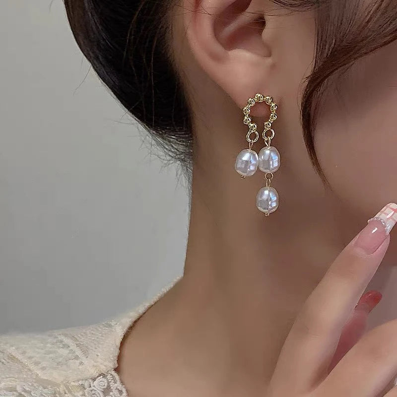 French Vintage Pearl Clip on Earrings Without Ear Holes