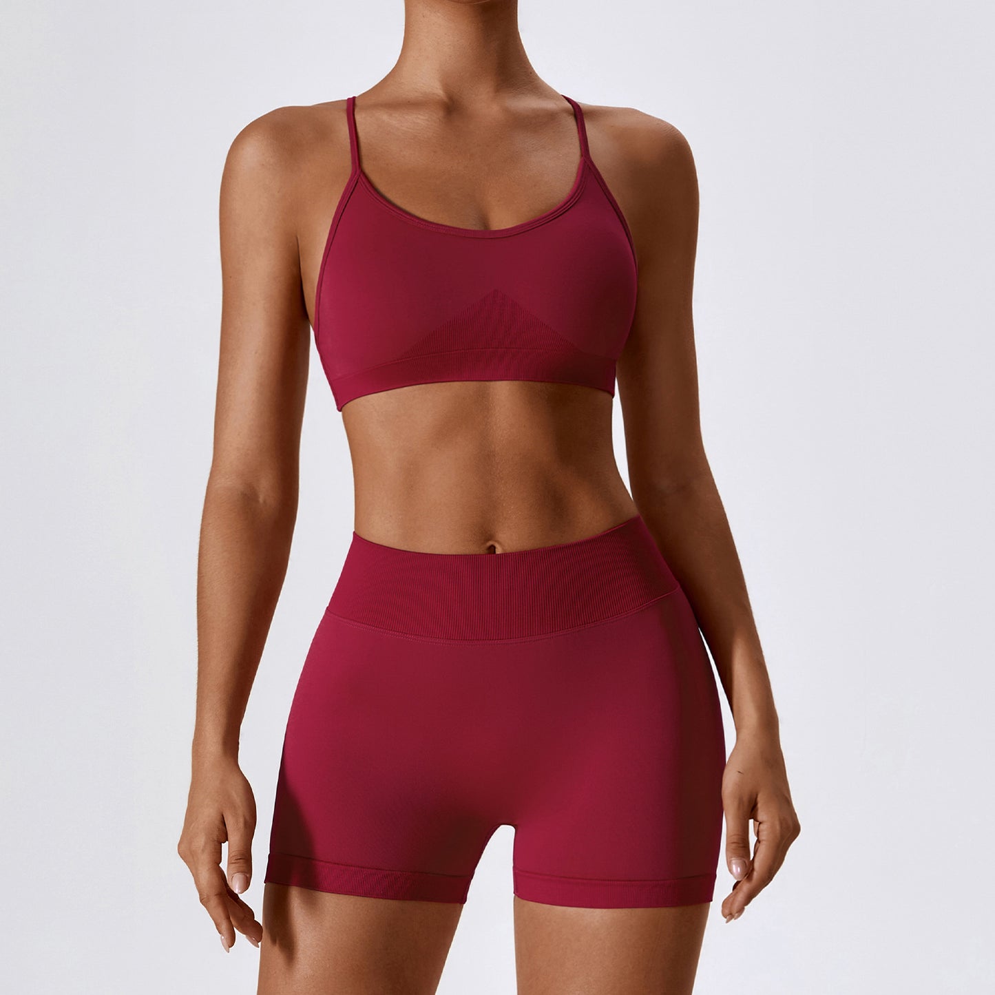 2 Pieces Seamless Beauty Back Quick-dry Fitness Suit