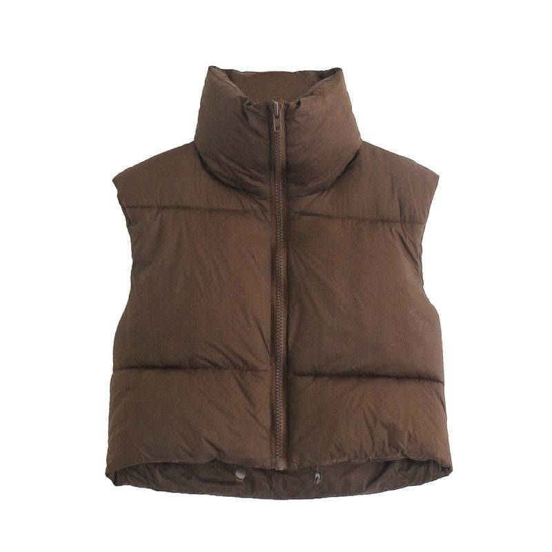 Short Zip Puffer Vest Sleeveless