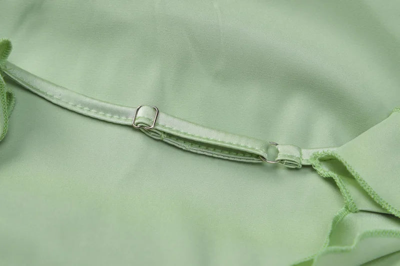 Spaghetti Strap Fairy Core Ribbon Backless Dress