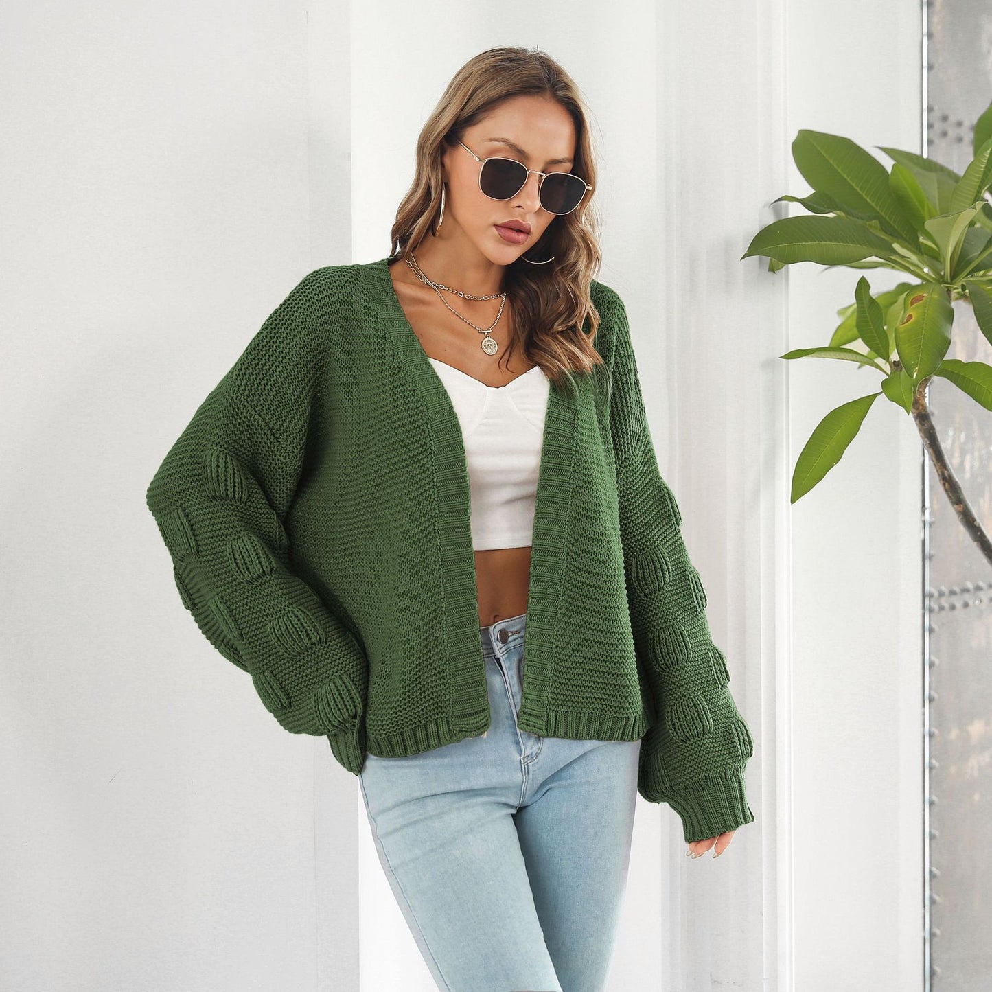 Puff Sleeve Cardigan Knitwear Sweater