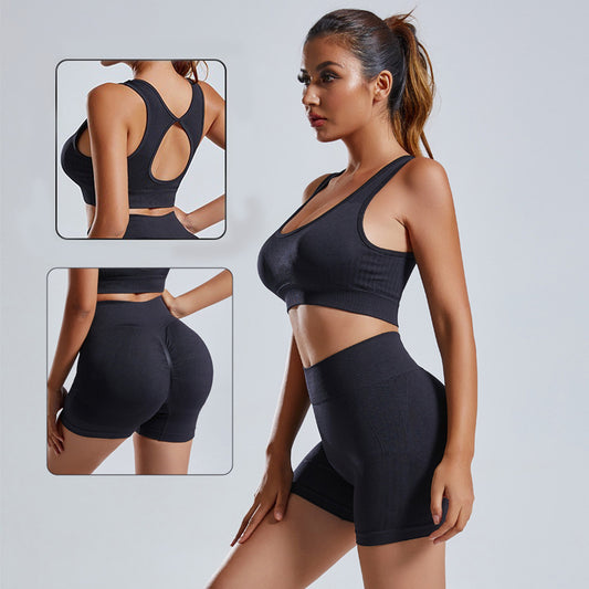 Two Piece Yoga Vest And Shorts Sportswear Tracksuit