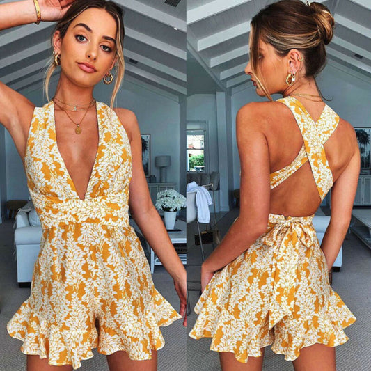 Open Back Floral Romper