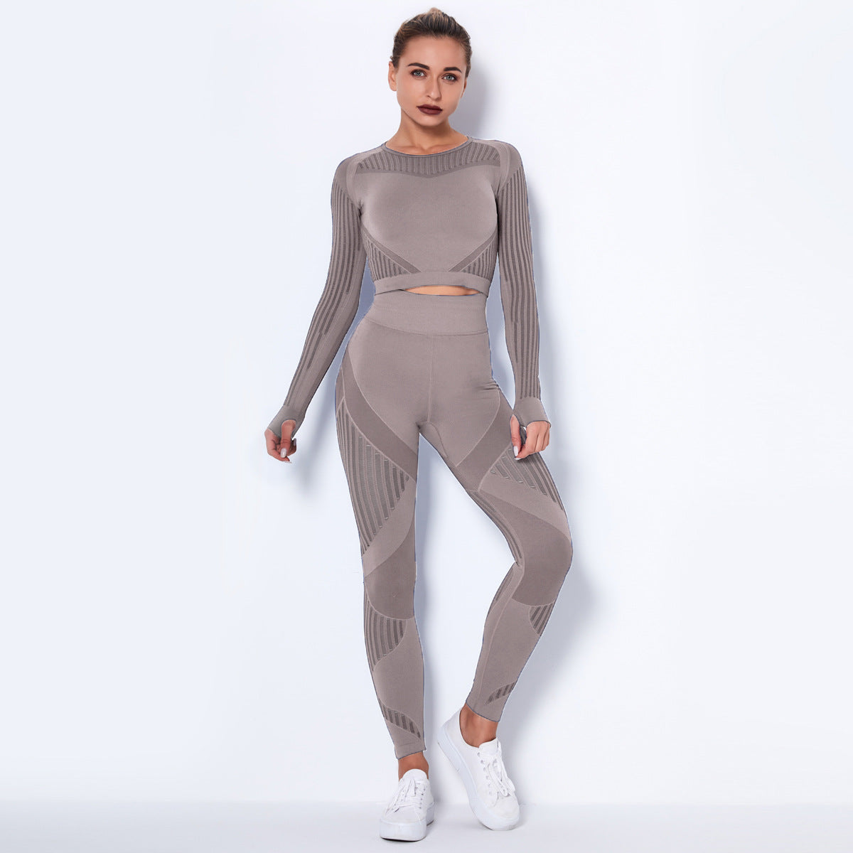 2 Pieces Seamless Knitted Absorbent Long-Sleeved Suit