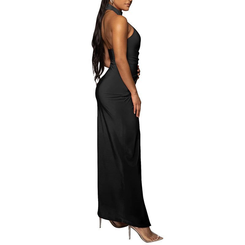 Long Formal Pleated Sleeveless Dress