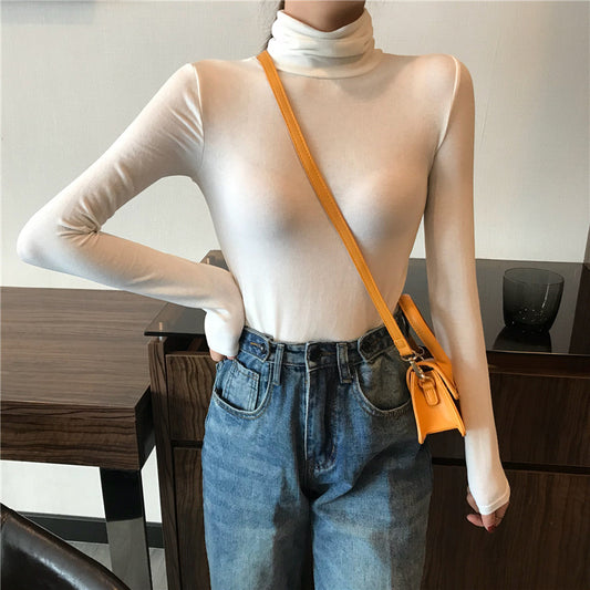 Slimming Long Sleeve Turtle Neck Top