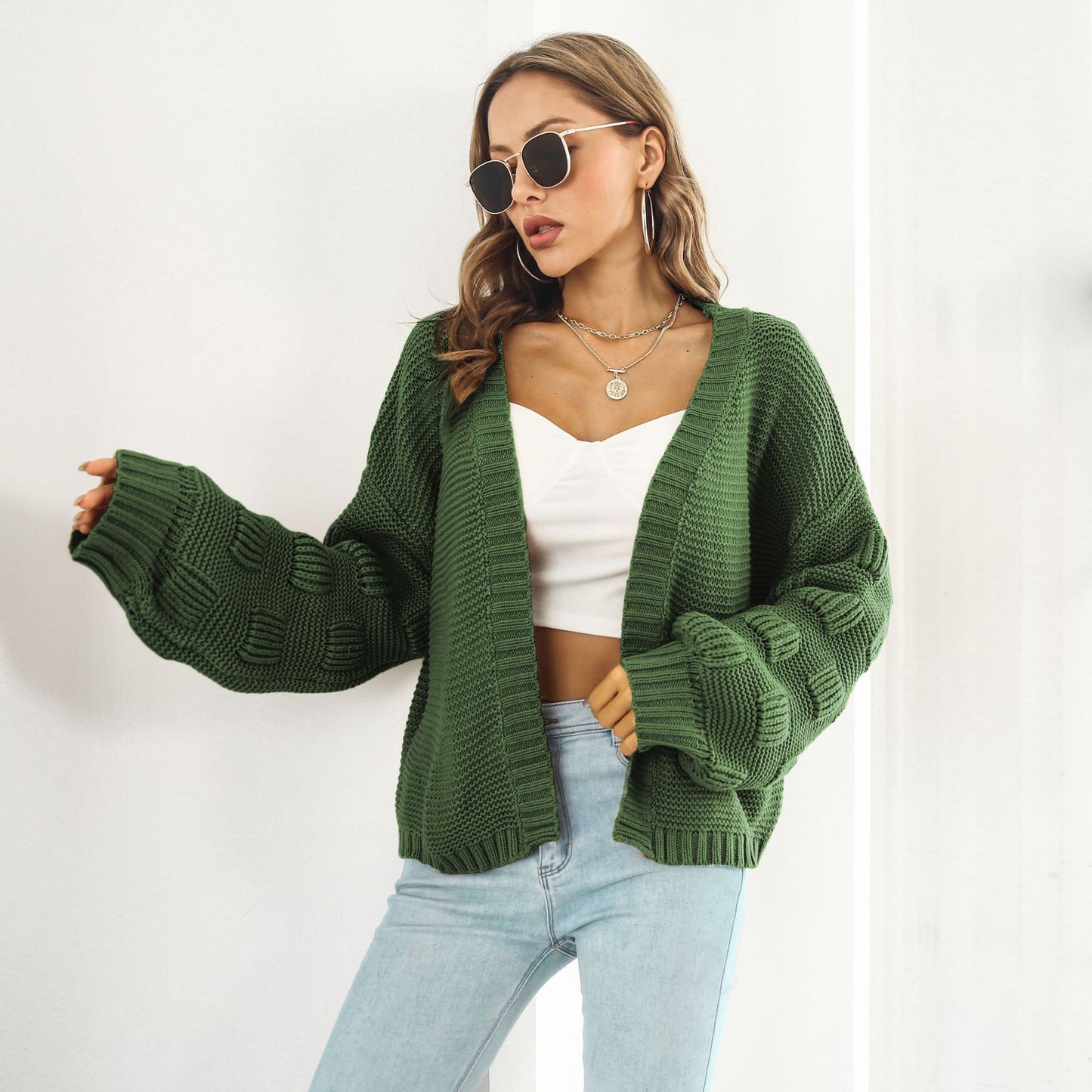 Puff Sleeve Cardigan Knitwear Sweater