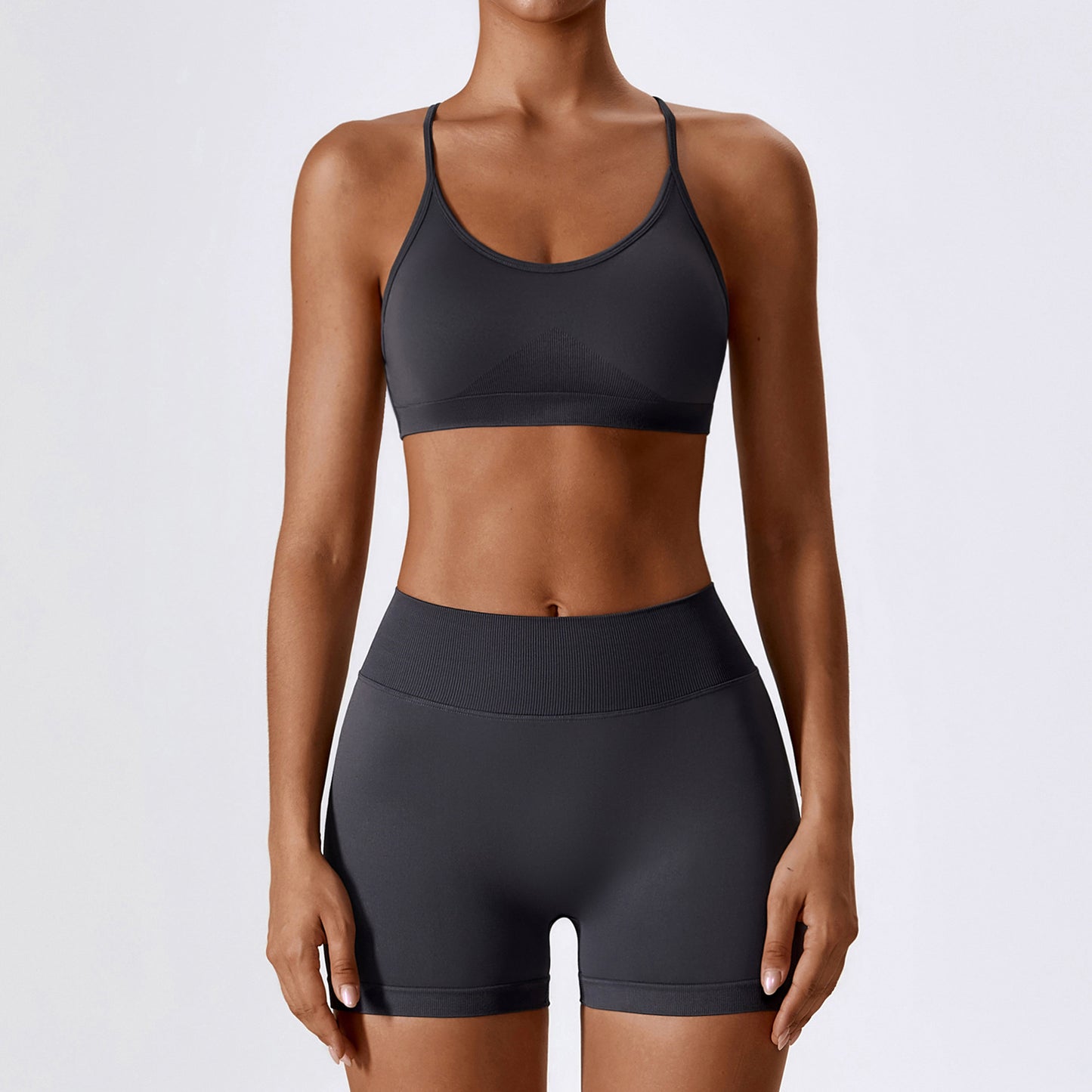 2 Pieces Seamless Beauty Back Quick-dry Fitness Suit
