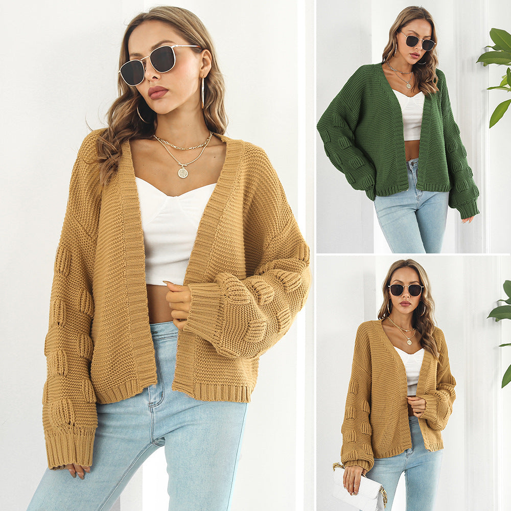 Puff Sleeve Cardigan Knitwear Sweater