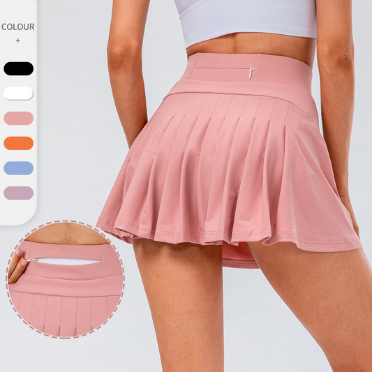 Tennis Skirt With Zipped Pocket Pleated