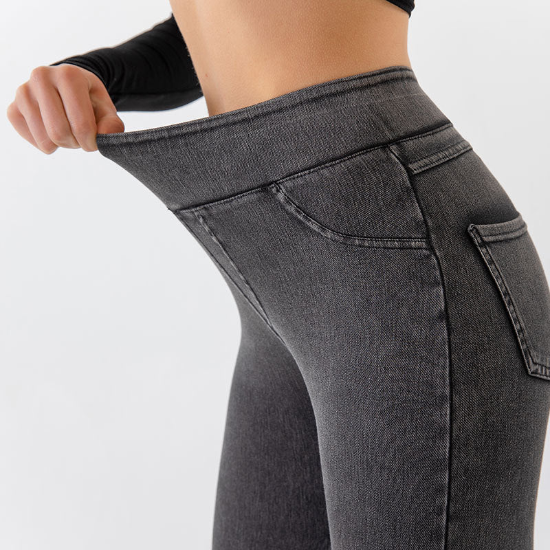 High Waist Denim Style Jean Leggings