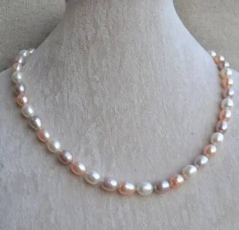 Unique Pearls 10MM Multi color Freshwater Pearl Necklace