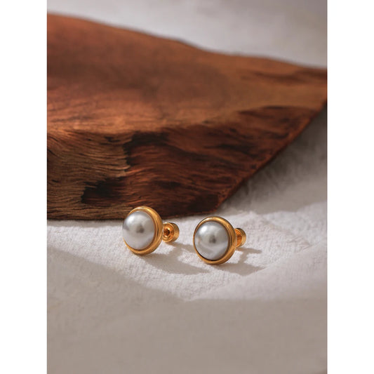 Imitation Pearls Screw-Back Stud Earrings