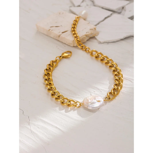 Natural Pearl Bracelet 18K Plated Gold