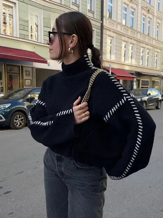 Oversize Turtleneck Sweater Loose Casual Knit Top